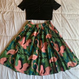 Fabulous Flamingo Print Circle Skirt